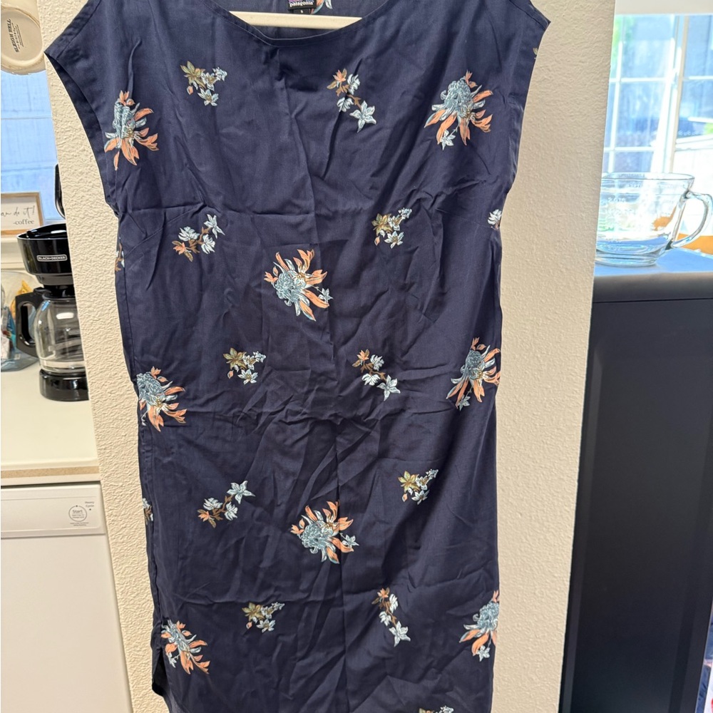 Patagonia Navy Blue Floral June Lake Dress, Size S - Picture 2 of 3